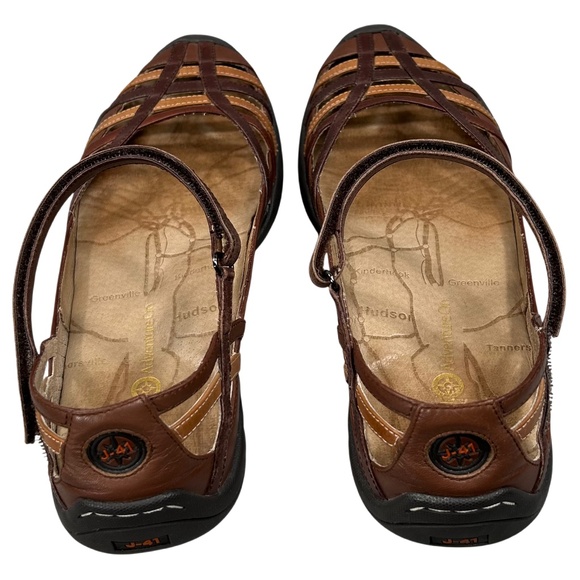 J-41 Jambu Adventure On Brown Strappy Closed Toe Flat Mary Jane Shoes Size 11 - Picture 6 of 11
